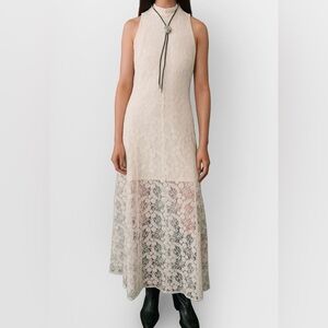 Mango Cream Halter Sheath Maxi Dress